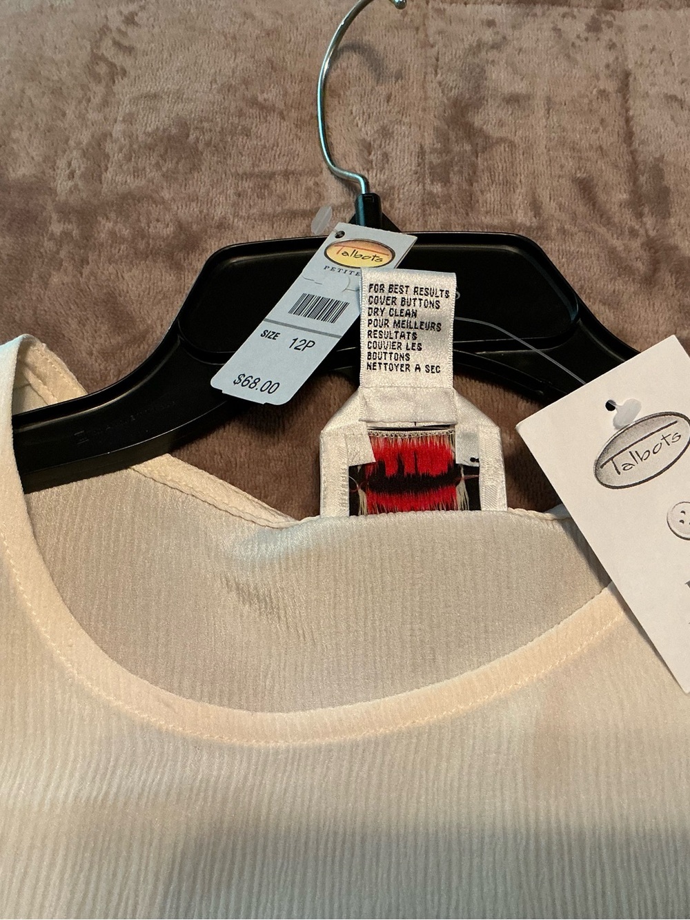 Talbots Cream Sleeveless Button-Side Shell Top - Picture 6 of 6